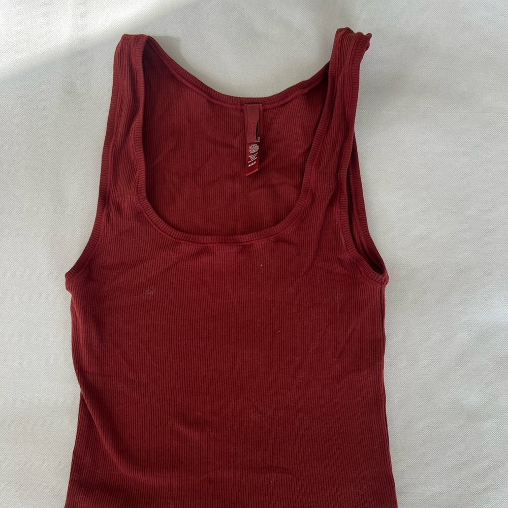 Burgundy Skims Ribbed Tank Top